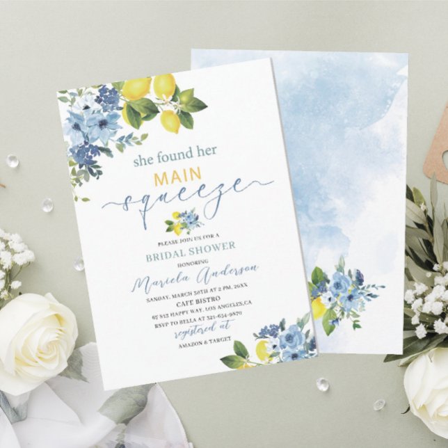 Elegant Modern  Watercolor Main squeeze bridal sho Invitation (Creator Uploaded)