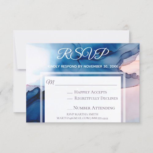 *~*  Elegant  Modern Watercolor RSVP Wedding RSVP