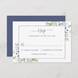 Elegant Modern Watercolor Sage Botanical Wedding RSVP Card