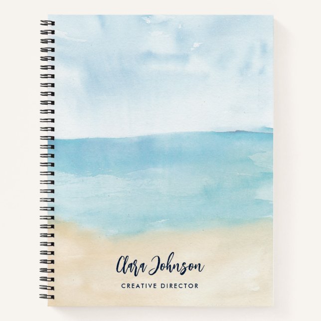 Elegant Modern Watercolor Script Custom Notebook (Front)