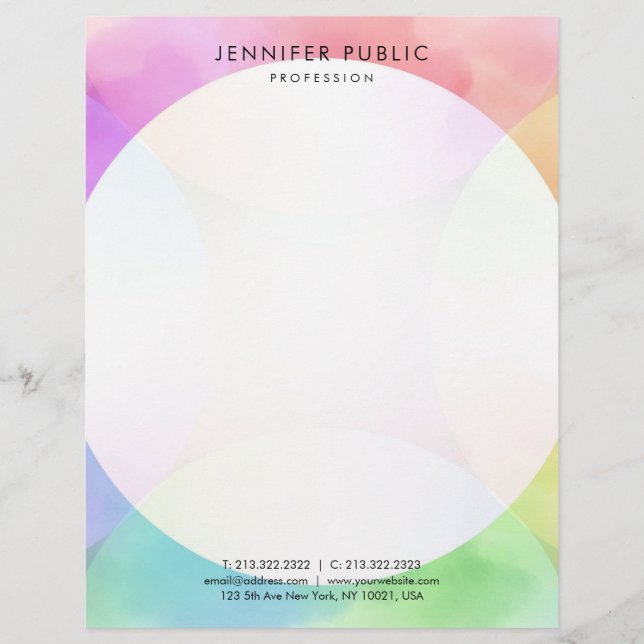 Elegant Modern Watercolor Simple Design Template Letterhead (Front)
