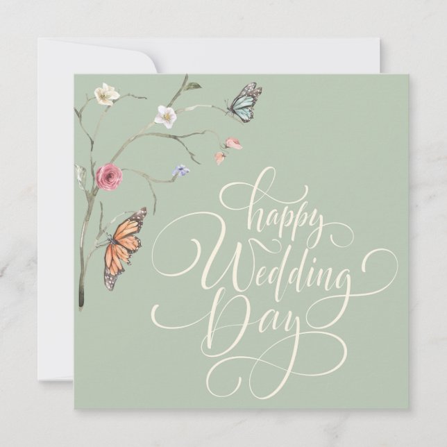 Elegant Modern Watercolour Floral Wedding Card (Front)