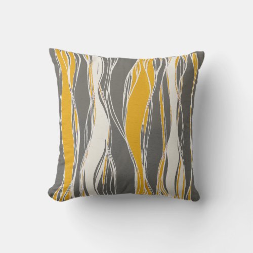 Elegant modern waves lines light grey yellow throw pillow