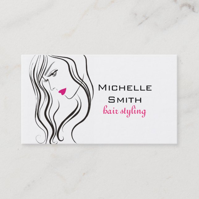 Elegant Modern Wavy Hair Lash Beauty Salon  Business Card (Front)