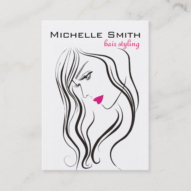 Elegant Modern Wavy Hair Lash Beauty Salon  Business Card (Front)