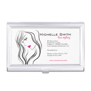 Elegant Modern Wavy Hair Lash Beauty Salon Business Card Holder