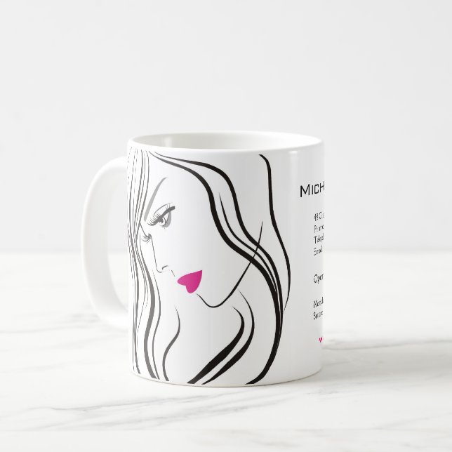 Elegant Modern Wavy Hair Lash Beauty Salon  Coffee Mug (Front Left)