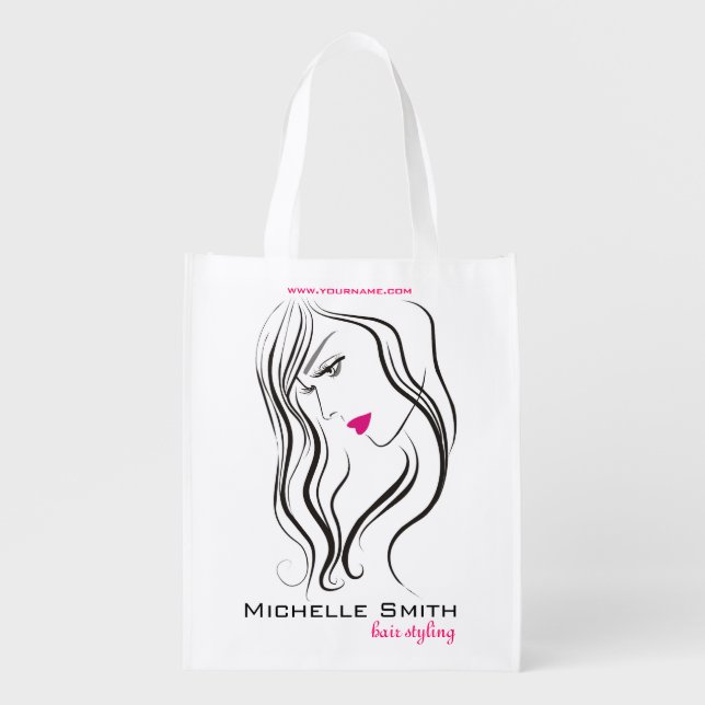 Elegant Modern Wavy Hair Lash Beauty Salon  Grocery Bag (Front)