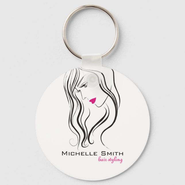 Elegant Modern Wavy Hair Lash Beauty Salon  Keychain (Front)