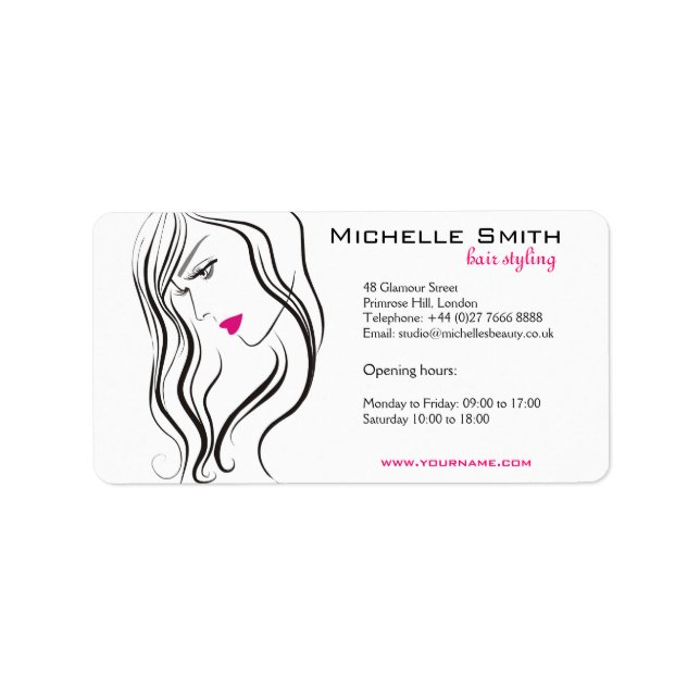 Elegant Modern Wavy Hair Lash Beauty Salon  Label (Front)