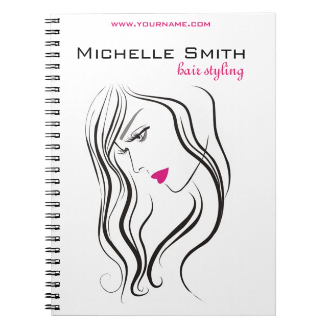 Elegant Modern Wavy Hair Lash Beauty Salon  Notebook (Front)