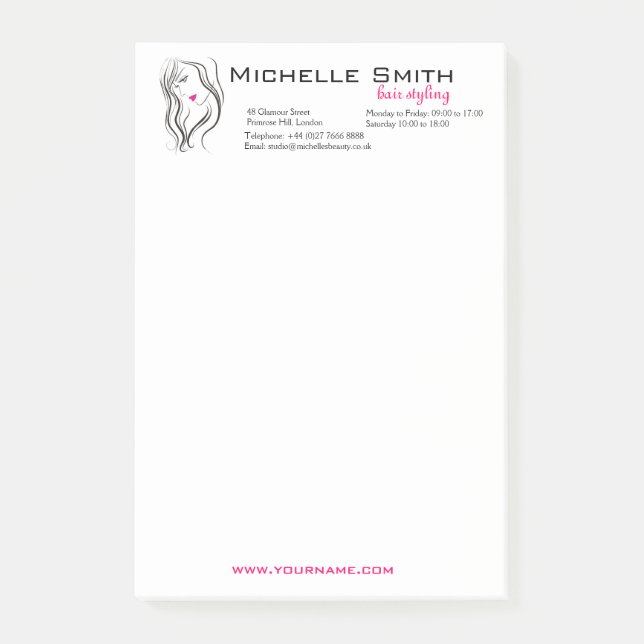 Elegant Modern Wavy Hair Lash Beauty Salon  Post-it Notes (Front)