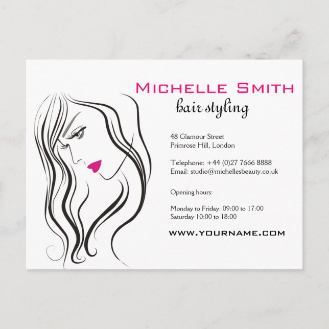 Elegant Modern Wavy Hair Lash Beauty Salon  Postcard (Front)