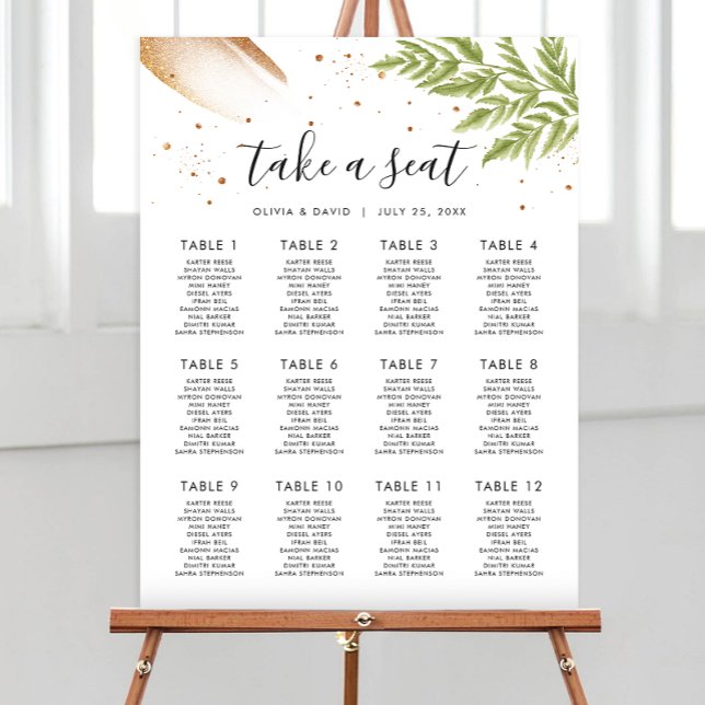 Elegant Modern Wedding 12 Table Seating Chart Foam Board (Creator Uploaded)
