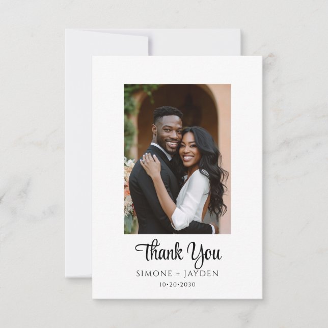 Elegant Modern Wedding 2 Photo Thank You Card (Front)