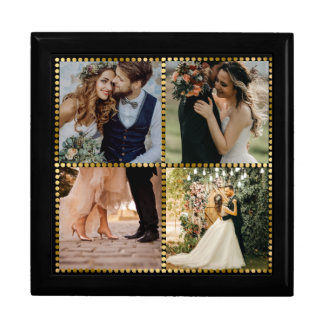 Elegant Modern Wedding 4 Photo golden frame  Gift Box