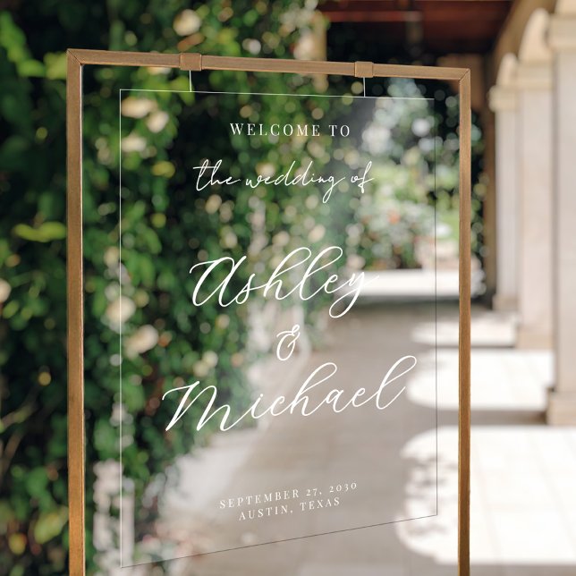 Elegant Modern Wedding Acrylic Welcome Sign (Creator Uploaded)