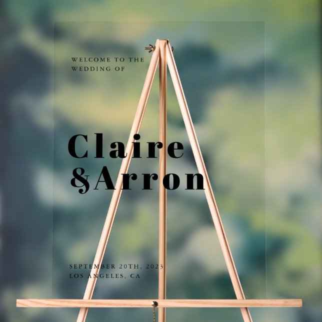 Elegant Modern wedding Acrylic Welcome Sign (Neutral)