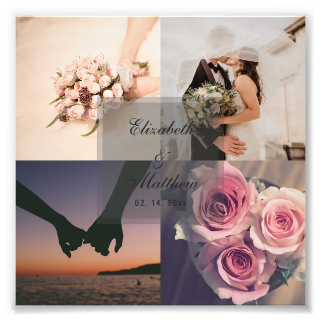 Elegant Modern Wedding Anniversary Bride and Groom Photo Print (Front)