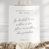 Elegant Modern Wedding Bible Verse Welcome Sign