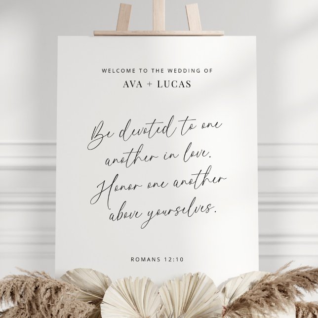 Elegant Modern Wedding Bible Verse Welcome Sign (Creator Uploaded)