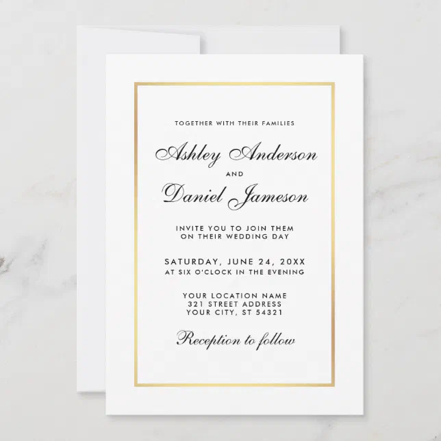 Elegant Modern Wedding Black and White Invitation | Zazzle