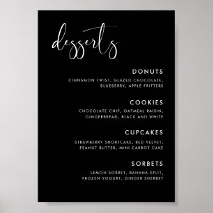 Elegant & Modern Wedding Black Dessert Bar sign