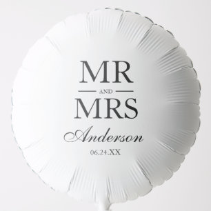 Elegant Modern Wedding Black White Mr. and Mrs. Balloon