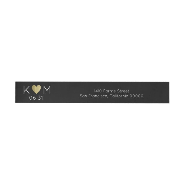 elegant & modern wedding black wrap around address label (Individual)