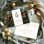 Elegant Modern Wedding Christmas Tree 2-Photos  Save The Date<br><div class="desc">Elegant Modern Wedding Christmas Tree 2-Photos in Red and Faux Gold Holiday Cards Save the Date Cards. This elegant design combines the magic of Christmas with modern sophistication. It features a refined Christmas tree in red tones with a subtle faux gold effect, creating a festive and distinguished style. The layout...</div>
