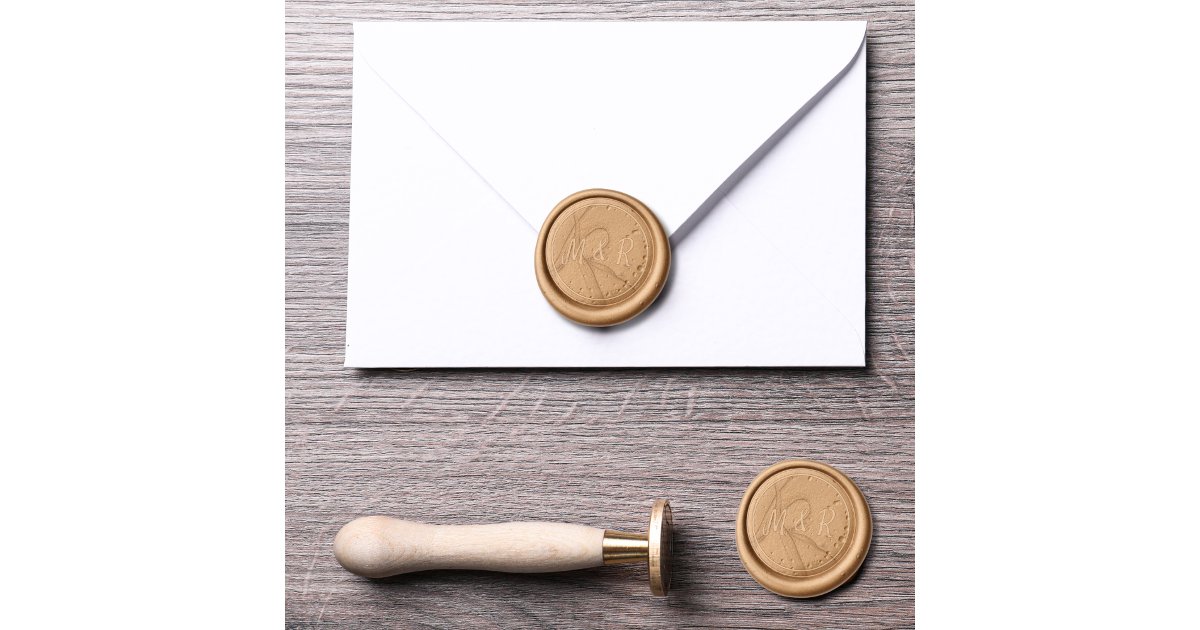 Elegant Modern Wedding Couple Monogram Wax Seal Stamp | Zazzle