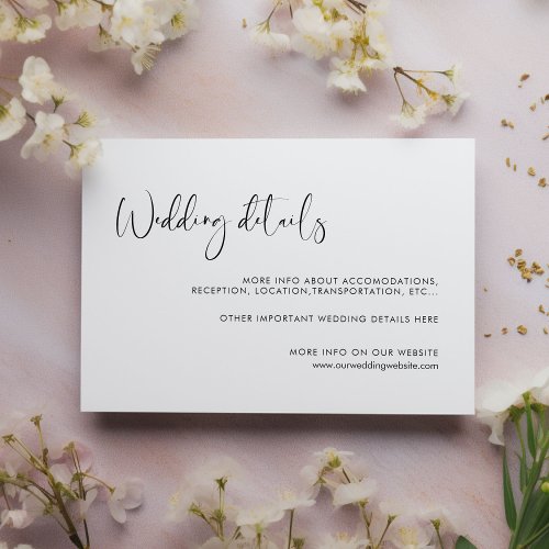 Elegant  modern wedding details card