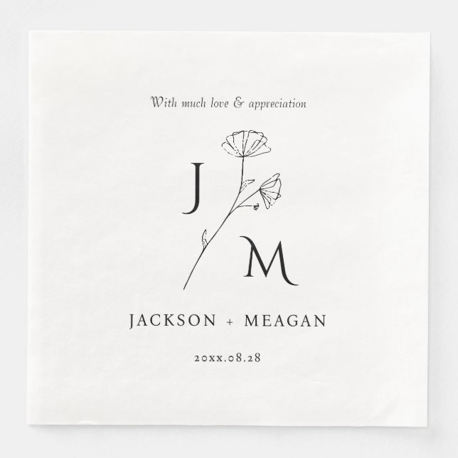 Elegant Modern Wedding Dinner Party Paper Napkin (Front)