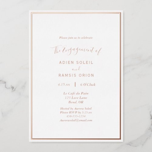 Elegant Modern Wedding Engagement Party Rose Gold Foil Invitation