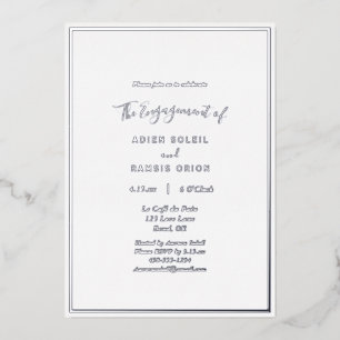 Elegant Modern Wedding Engagement Party Silver Foil Invitation