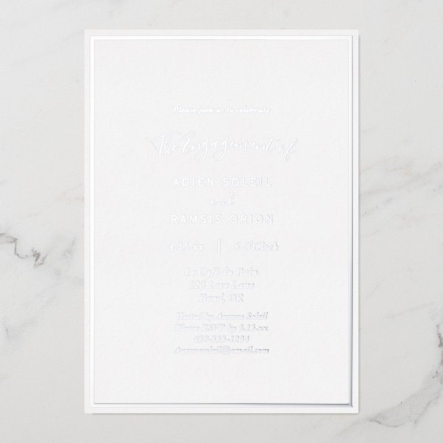 Elegant Modern Wedding Engagement Party Silver Foil Invitation (Front)