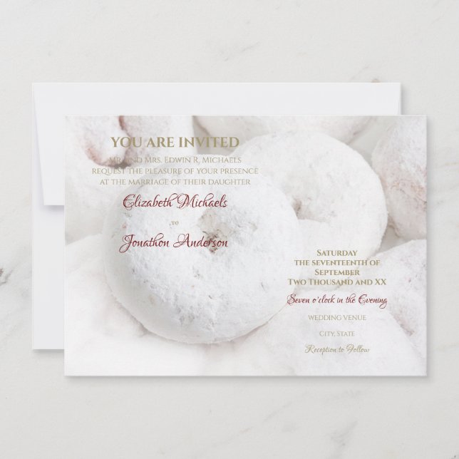 Elegant Modern Wedding Ethereal White Doughnuts Invitation (Front)