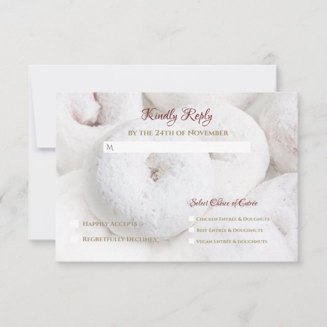Elegant Modern Wedding Ethereal White Doughnuts RSVP Card (Front)