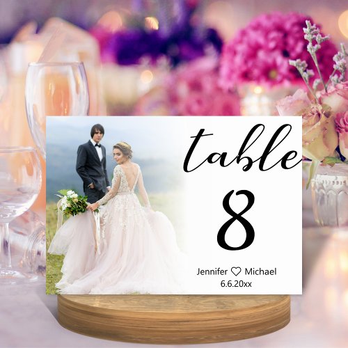 elegant modern  wedding faded photo table number