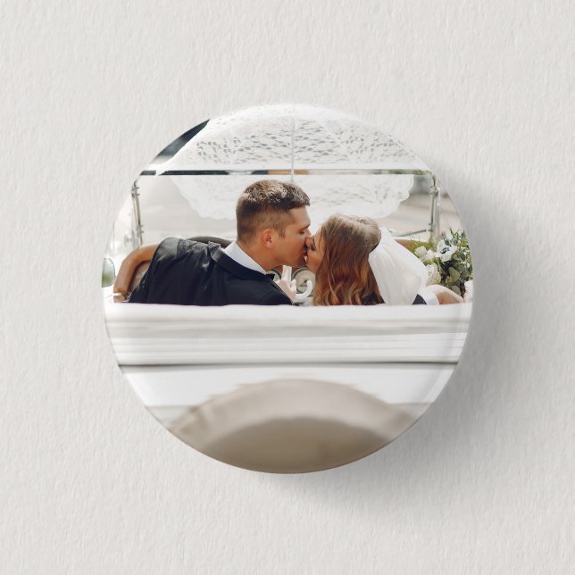 Elegant Modern Wedding Favor Photo Button (Front)