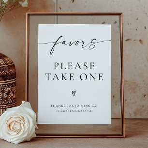 Elegant Modern Wedding Favors Sign