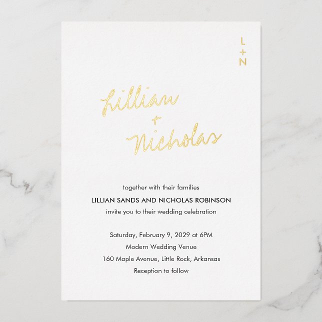 Elegant Modern Wedding Foil Invitation (Front)