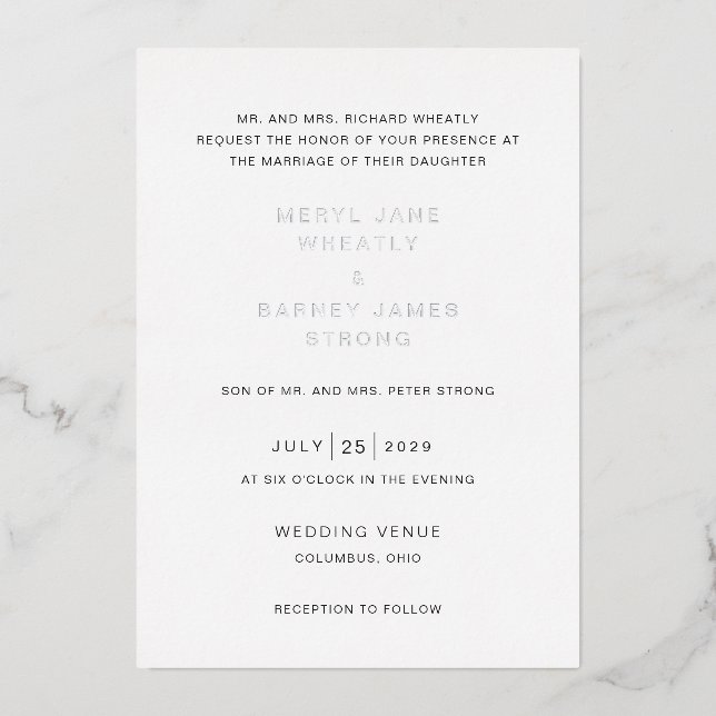 Elegant Modern Wedding Foil Invitation (Front)