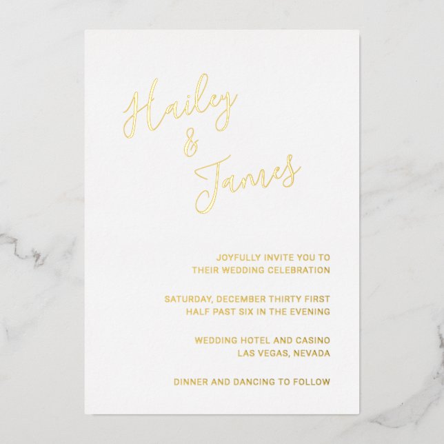 Elegant Modern Wedding Foil Invitation (Front)