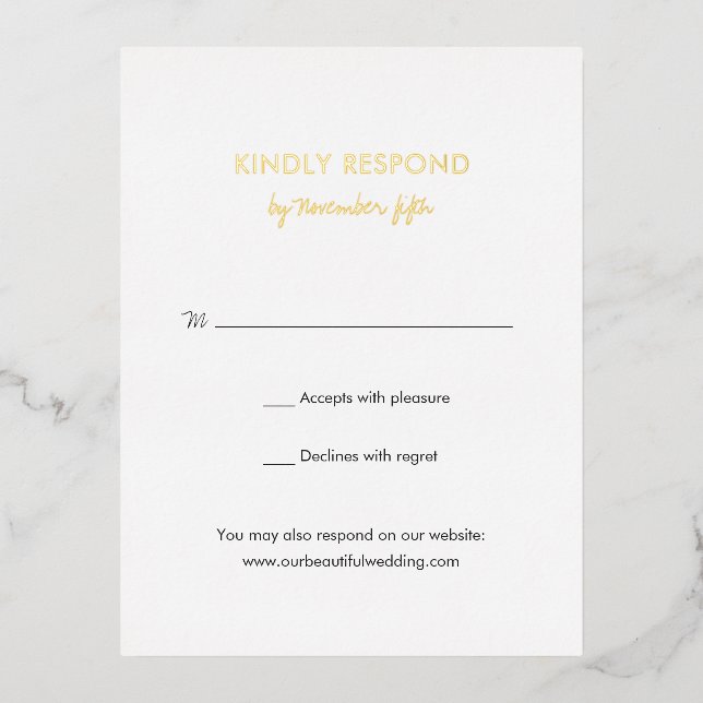 Elegant Modern Wedding Foil RSVP Card (Front)
