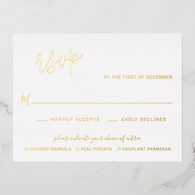 Elegant Modern Wedding Foil RSVP Card (Front)