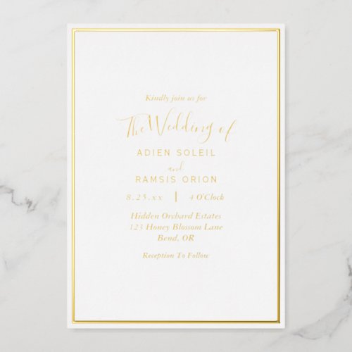 Elegant Modern Wedding Gold Foil Invitation
