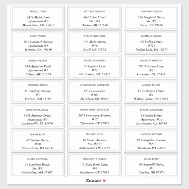 Elegant Modern Wedding Guest Address Labels (Sheet)