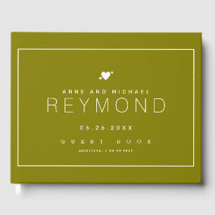 Elegant Modern Wedding guest-book olive-green Guest Book