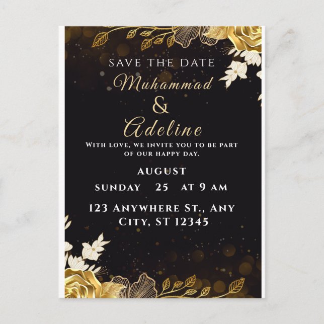 Elegant Modern Wedding Invite – Black & White (Front)